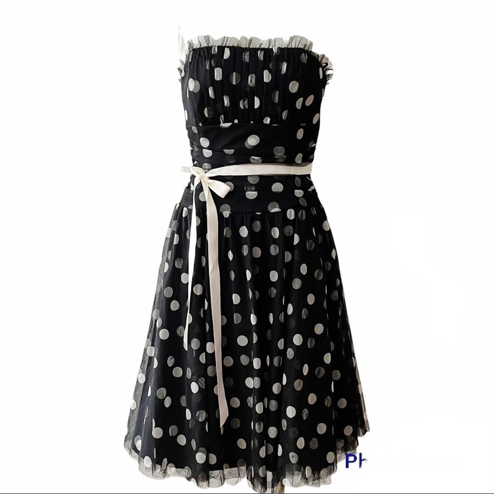 SCOTT MCCLINTOCK  Polka Dot Tulle Strapless Party Dress Size 6